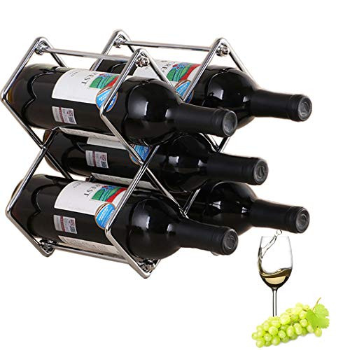 Small Wine Rack, Wine Bottle Holder, 5 Wine Bottles Holder, Modern Wine Racks Countertop, Countertop Wine Rack Metal, Small Wine Rack, Wine Bottle Holder -Silver-