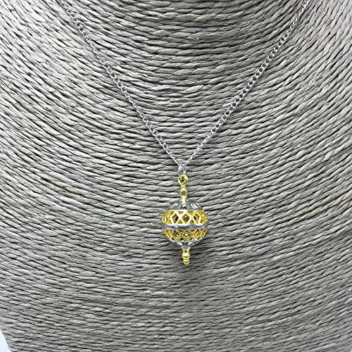 Davitu Unique Pendant Necklace Gold Color Hollow Ball Charm Two Tone Liahona Necklaces with Steel Chain for Baptism Festival Gift