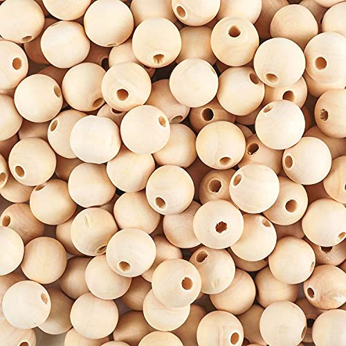 Wood Beads Natural Unfinished Round Wooden Loose Beads Wood Spacer Beads for Craft Making Decorations and DIY Craft-16MM- Wood Beads Natural Unfinished Round Wooden Loose Beads Wood Spacer Beads for Craft Making Decorations and DIY Craft-16MM-