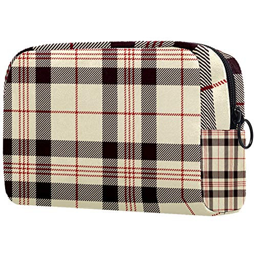 Cosmetic Bag for Women,Roomy Makeup Bags,Black  and  Beige Scottish Plaid,Travel Waterproof Toiletry Bag Accessories Organizer Cosmetic Bag for Women,Roomy Makeup Bags,Black  and  Beige Scottish Plaid,Travel Waterproof Toiletry Bag Accessories Organizer