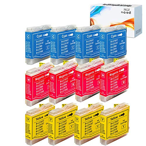 HGZ 12 Pack Color Compatible Ink Cartridge Replacement for Brother LC51 LC 51 LC-51 to use with DCP 130C 330C 540CN MFC 230C 3360C 5460CN IntelliFax 1360 -4Cyan plus4Magenta plus4Yellow-