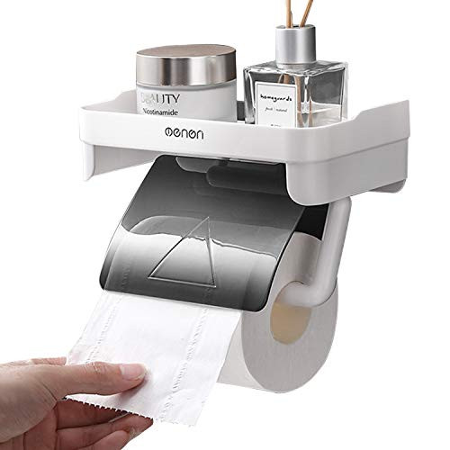 Toliet Paper Holder with Phone Shelf,Wall Mount Bathroom Toilet Paper Roll Holder?Self Adhesive Toilet Paper Roll Holder?Tissue Paper Roll Dispenser Holder for Bathroom Kitchen Washroom-White- Toliet Paper Holder with Phone Shelf,Wall Mount Bathroom Toilet Paper Roll Holder?Self Adhesive Toilet Paper Roll Holder?Tissue Paper Roll Dispenser Holder for Bathroom Kitchen Washroom-White-