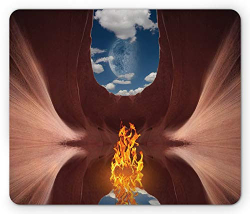 Lunarable Psychedelic Mouse Pad, Surreal Digital Generate Psychedelic Water Cave Trippy Design, Rectangle Non-Slip Rubber Mousepad, Standard Size, Multicolor