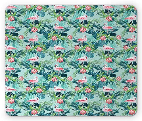 Lunarable Flamingo Mouse Pad, Tropical Jungle with Hibiscus Flora Monstera Fan Palm Leaves, Rectangle Non-Slip Rubber Mousepad, Standard Size, Dark Coral Dark Teal Lunarable Flamingo Mouse Pad, Tropical Jungle with Hibiscus Flora Monstera Fan Palm Leaves, Rectangle Non-Slip Rubber Mousepad, Standard Size, Dark Coral Dark Teal