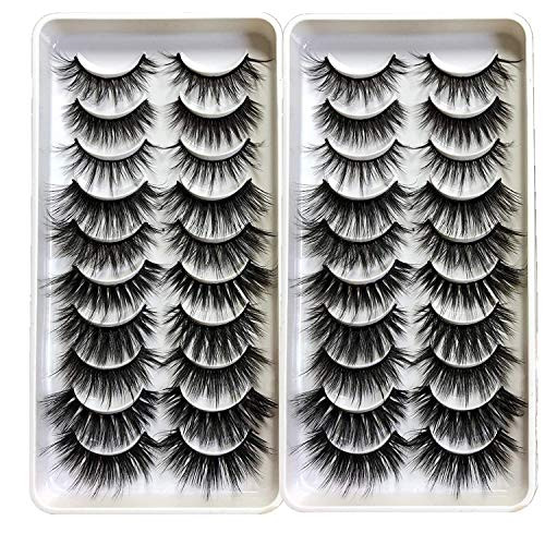 Pooplunch False Eyelashes 20 Pairs Faux Mink Lashes Dramatic Fluffy 10 Styles Fake Eye Lashes Wholesale Bulk