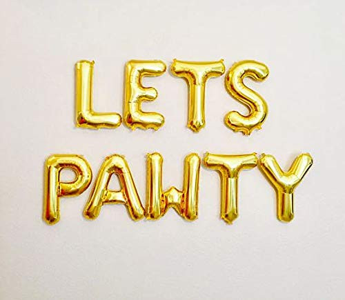 Lets Pawty 16'' Foil Balloon Lets Pawty Balloons Letter Party Balloon Mylar Balloon for Pet Dog Birthday Party Supplies (Gold) Lets Pawty 16'' Foil Balloon Lets Pawty Balloons Letter Party Balloon Mylar Balloon for Pet Dog Birthday Party Supplies (Gold)