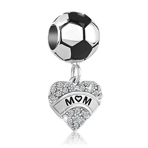 ReisJewelry Mom Charm Heart Love Mothers Day Charms Bead for Bracelets -Soccer Mom-