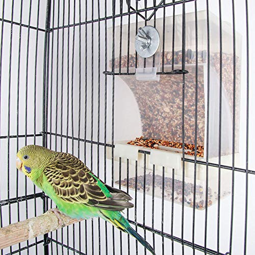 Old Tjikko Parrot Automatic Feeder,No-Mess Bird Feeder,Cage Accessories for Budgerigar Canary Cockatiel Finch Parakeet Seed Food Container -Screw-Fixed Bird Feeder-