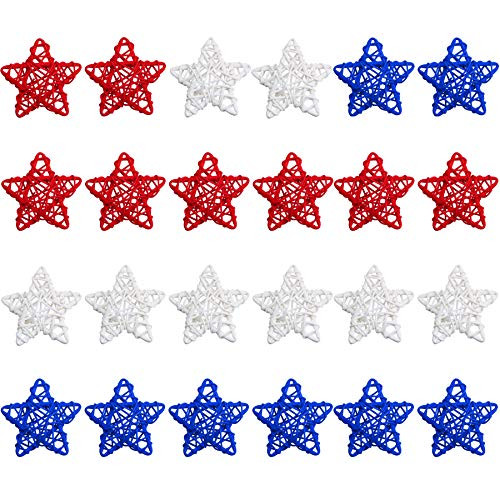 STMK 24 Pcs 4th of July Star Shaped Rattan Balls Decoration, 2.36 Inch Red White and Blue Star Shaped Wicker Balls for 4th of July Home Decor DIY Vase Bowl Filler Ornament Wedding Table Decoration STMK 24 Pcs 4th of July Star Shaped Rattan Balls Decoration, 2.36 Inch Red White and Blue Star Shaped Wicker Balls for 4th of July Home Decor DIY Vase Bowl Filler Ornament Wedding Table Decoration
