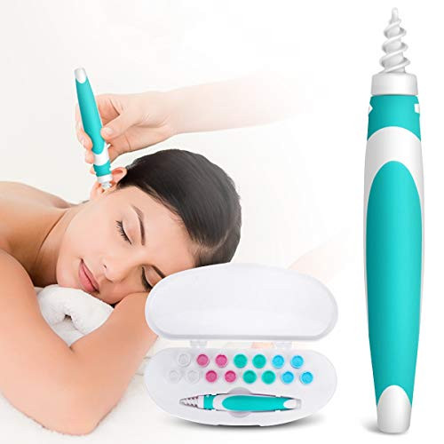 CAMTOA Ear Wax Removal Tool, Ear Wax Remover Kit, Soft Ear Wax Cleaner,Soft Silicone Spiral Earwax Remover Tool, Ear Clean Kit No Pain 16 Replacement Tips for Family