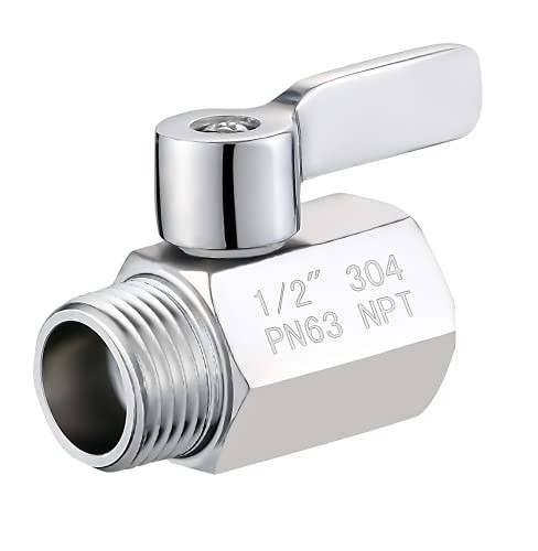 carvedexquisitely Shower head Shut Off Valve, 304 Stainless Steel Mini Ball Valve NPT Thread-1/2"-,Shower Head Flow Control Valve