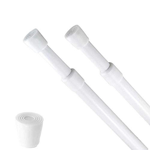 Tension Rods 28 to 43 Inches-2 Pack Spring Tension Rods,Adjustable Extension Steel Spring Rods Closet Rod Cupboard Bars Tension Curtain Rod for Windows,Kitchen, Bathroom,Cupboard,Wardrobe -White-