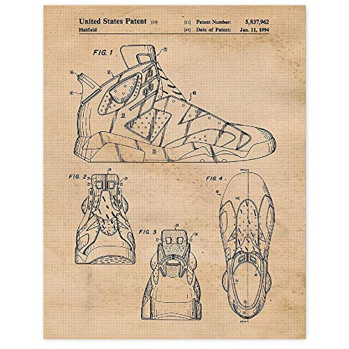 Vintage AJ 6 Shoes Patent Poster Prints, 1 -11x14- Unframed Photo, Wall Art Decor Gifts Under 15 for Home Office, Gym, Garage, Man Cave, Teacher, College Student, Coach, Champion, Sports Fan Vintage AJ 6 Shoes Patent Poster Prints, 1 -11x14- Unframed Photo, Wall Art Decor Gifts Under 15 for Home Office, Gym, Garage, Man Cave, Teacher, College Student, Coach, Champion, Sports Fan