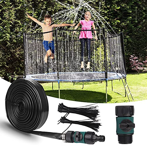 Bukm Trampoline Sprinkler for Kids, Outdoor Trampoline Water Park Game Sprinkler, Fun Summer Outdoor Water Yard Backyard Sprinkler Toys for Boys Girls, Outside Toys Trampoline Accessories 39 ft