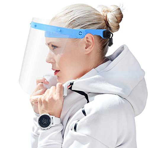 10pcs Safety Face Shield mask, Full Face Protection with Anti-Fog Coating, Lightweight Adjustable Hat Shield for Anti-Saliva-Windproof-Dustproof