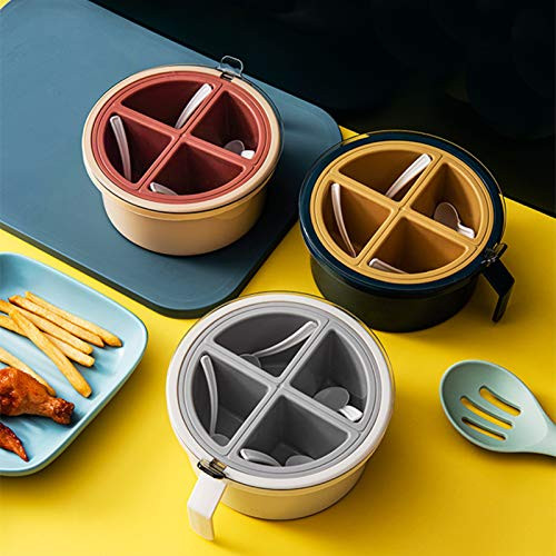Seasoning Box with Spoons 4 Compartments Condiment Storage Container Kitchen Round Condiment Spice Jar Household Kitchen Storage Tool for Spice Salt Sugar Pepper, Pink Seasoning Box with Spoons 4 Compartments Condiment Storage Container Kitchen Round Condiment Spice Jar Household Kitchen Storage Tool for Spice Salt Sugar Pepper, Pink