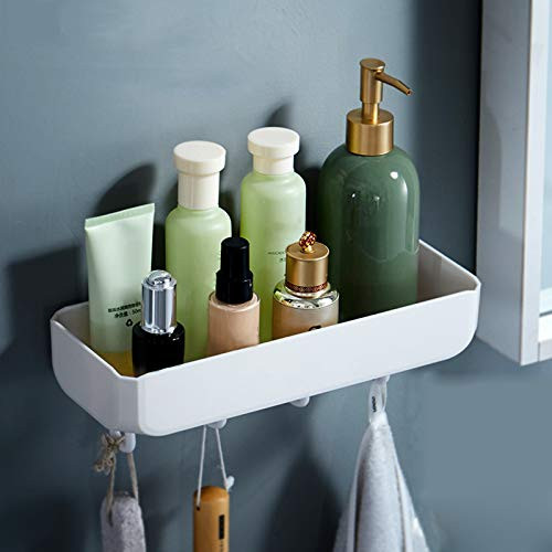RULISHE Punch-free Bathroom Shelf Shampoo Shower Shelf Holder Kitchen Storage Rack Organizer Wall Mounted Type Shower Caddy -White-