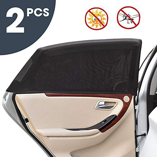 TDTOK Universal Car Window Sun Shade Rear Side 2 Pack, Car Sun Shade for Side Window, Protects from Sun Burn, Heats and UV Rays -Large Rear Side Window-