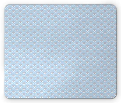 Lunarable Abstract Mouse Pad, Pastel Tones Floral Fan Look Motif Pattern, Rectangle Non-Slip Rubber Mousepad, Standard Size, Purpleblue Blue