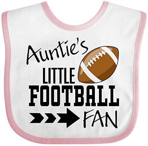 Inktastic Auntie's Little Football Fan Baby Bib White and Pink 31b1c Inktastic Auntie's Little Football Fan Baby Bib White and Pink 31b1c