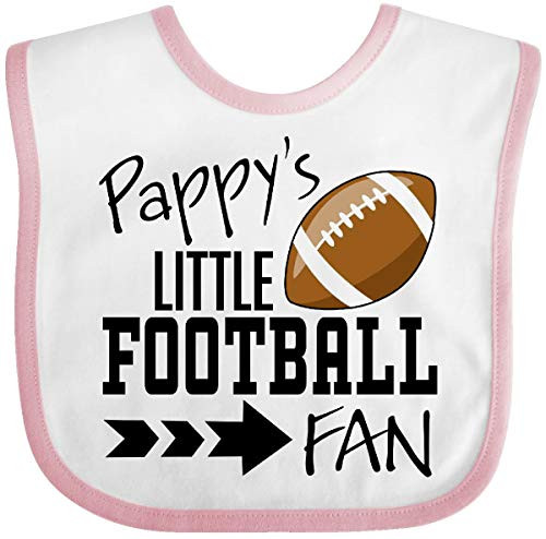 Inktastic Pappy's Little Football Fan Baby Bib White and Pink 31b34