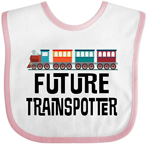 Inktastic Future Trainspotter Railway Fan Baby Bib White and Pink 33e22