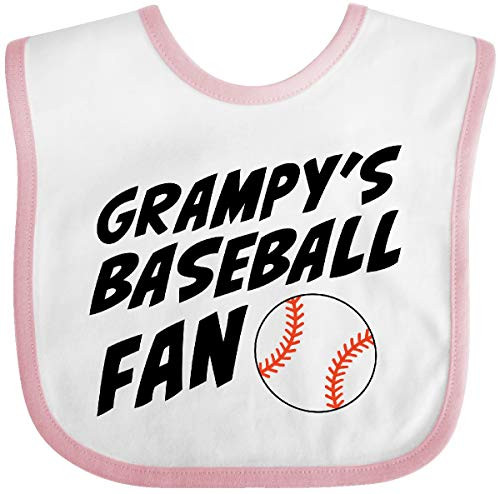 Inktastic Grampy Baseball Fan Baby Bib White and Pink 352b5