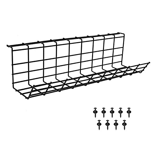 Gonioa Under Desk Cable Management Tray, Under Desk Cable Organizer for Wire Management, Desk Cable Tray for Office and Home, Black