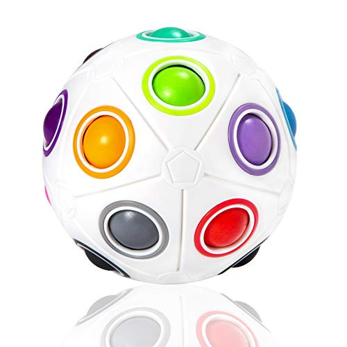 Vdealen Magic Rainbow Puzzle Ball, 20 Holes Speed Cube Ball Puzzle Game Fun Stress Reliever Magic Ball Brain Teaser Fidget Ball for Children Teens  and  Adults