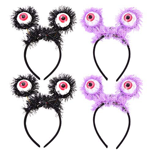 Lurrose 4Pcs Halloween Headband Luminous Eyeball Boppers Hairband Horror Glittering Eyeball Headdress LED Flashing Eyes Headpieces for Halloween Party Supplies -Black Purple- Lurrose 4Pcs Halloween Headband Luminous Eyeball Boppers Hairband Horror Glittering Eyeball Headdress LED Flashing Eyes Headpieces for Halloween Party Supplies -Black Purple-