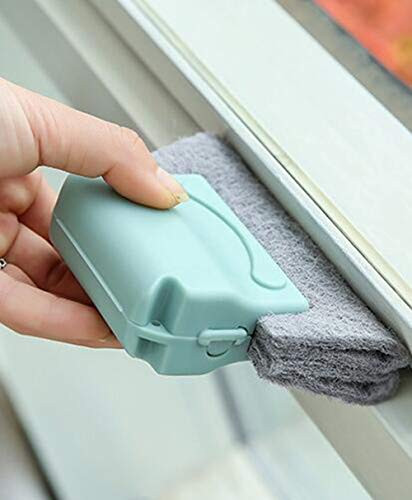 Creative Window Groove Cleaning Brush, Hand-held Crevice Cleaner Tools, Door Window Track Kitchen Cleaning Brushes, Magic Window Cleaning Brush for All Corners and Gaps -Blue-