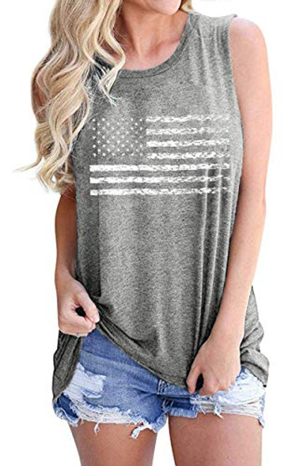 MYHALF American Flag T Shirt Women Patriotic USA Flag Stars Stripes Tee July 4th Graphic Casual Shirts