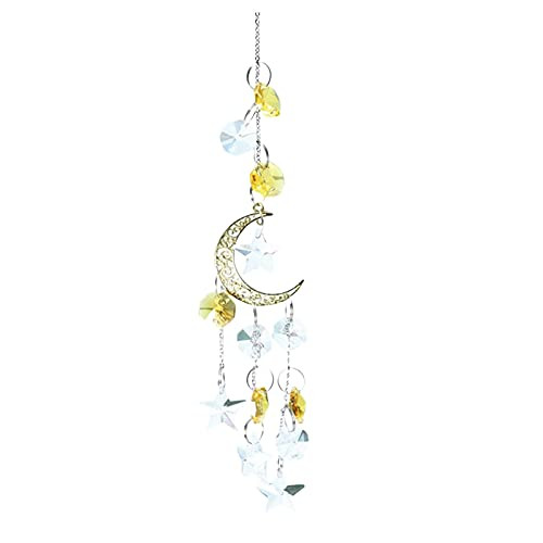 LOFVOSTE Crystal Prism Suncatcher Rainbow Maker Hanging Clear Crystal Suncatcher Ornaments with Moon Decor Rainbow Maker Crystal Beads Ball Prism Pendant for Garden Window Wall Decor -A1-