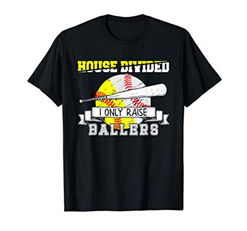 Funny Baseball Softball Divided House Ball Mom T-Shirt Funny Baseball Softball Divided House Ball Mom T-Shirt