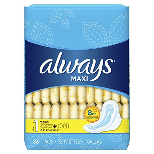 Always Regular Maxi Pads with Wings, Unscented