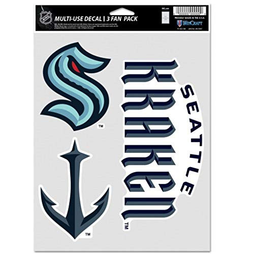 WinCraft NHL Seattle Kraken Decal Multi Use Fan 3 Pack, Team Colors, One Size WinCraft NHL Seattle Kraken Decal Multi Use Fan 3 Pack, Team Colors, One Size