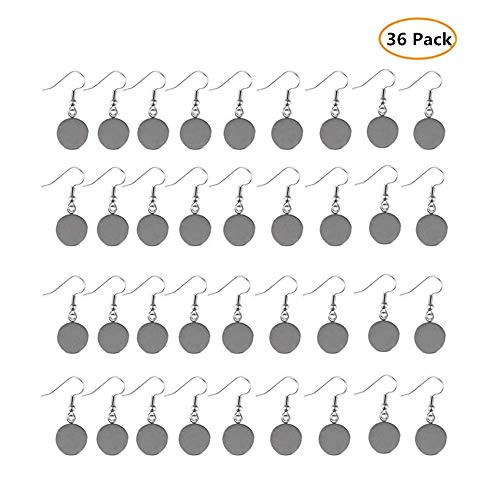 36 Pack Earring Wire Hooks with 12mm Cabochon Settings, Earring Blanks for DIY Jewelry Making Supplies and Earring Findings 36 Pack Earring Wire Hooks with 12mm Cabochon Settings, Earring Blanks for DIY Jewelry Making Supplies and Earring Findings