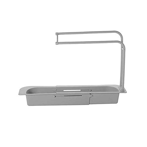 Telescopic Sink Rack Holder, Expandable Storage Drain Basket Dish Rack, Adjustable Sponge Soap Holder Drainer Sink Tray for Home Kitchen -Gray-