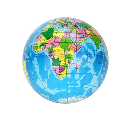 Earth Ball Stress Relaxable Squeeze Ball - World Map Foam Ball Atlas Globe Palm Ball Stress Relief Decompression Toy -B-