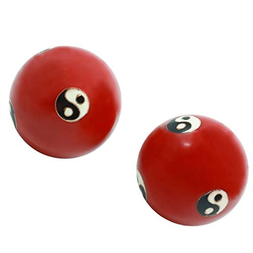 1.85'' Chinese Yin Yang Baoding Balls Healthy Massage Handballs Exercise Stress Balls with Chimes Collection BS144 -L, red-