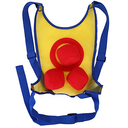 Kids Dodgeball Tag Game Set, Outdoor Throwing Target Game 1 Interactive Sticky Target Vest with 3 Balls for Beach Playground Backyard Playing