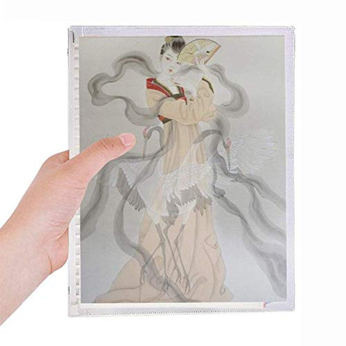 Folding Fan Beauty Chinese Painting Notebook Loose Leaf Diary Refillable Journal Stationery