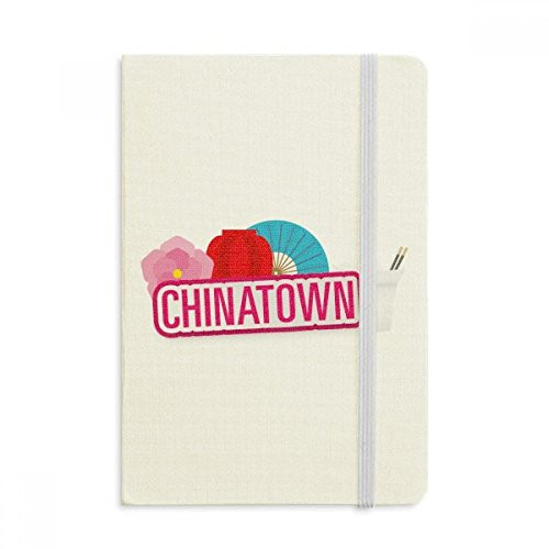 Flower Lantern Fan Red China Town Notebook Official Fabric Hard Cover Classic Journal Diary