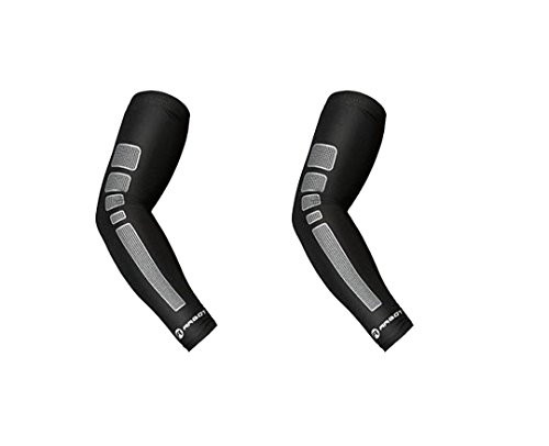 Arm Sleeve -1 Pair- - Sports Compression Sleeves for Baseball, Basketball, Football, Cycling, Golf - Elbow Brace for Arthritis, Lymphedema - UV Protection, Tattoo Cover Black -XL 14.2-15.5"-