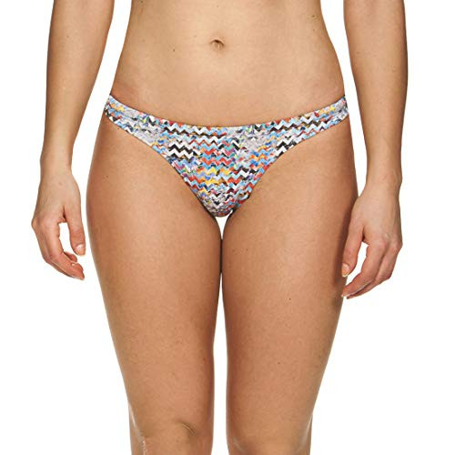 Arena Ethno Zigzag Tie Back MaxLife Bikini Bottom, Grey - Multicolor, 34