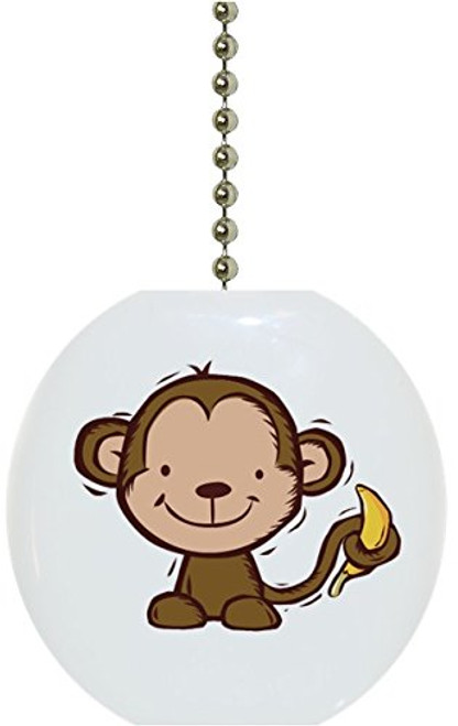 Monkey with Banana Ceramic Fan Pull
