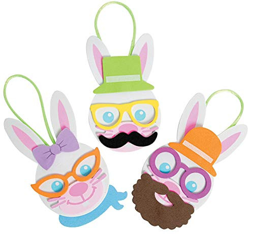 4E's Novelty Easter Craft Kit for Kids Foam Bunny Ornament -12 Pack- Spring Fun Home Activities - Mess Free Arts  and  Craft Self Adhesive