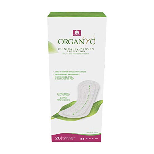 Organyc 100 percent Certified Organic Cotton Flat Panty Liner, White, 20 Count