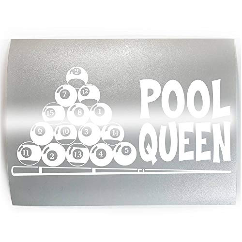 POOL QUEEN Billiards - PICK COLOR  and  SIZE - 8 Ball 9 Game Player Vinyl Decal Sticker A