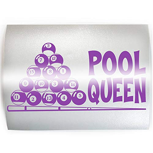 POOL QUEEN Billiards - PICK COLOR  and  SIZE - 8 Ball 9 Game Player Vinyl Decal Sticker H